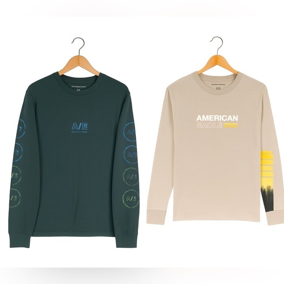 American Eagle Outfitters Tops - American Eagle Men’s Long Sleeve Graphic Tees (2 Pack) – Size XS